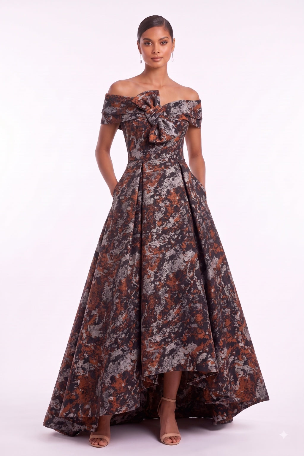 A-Line High-Low Jacquard Mother of the Bride Dress CM0493