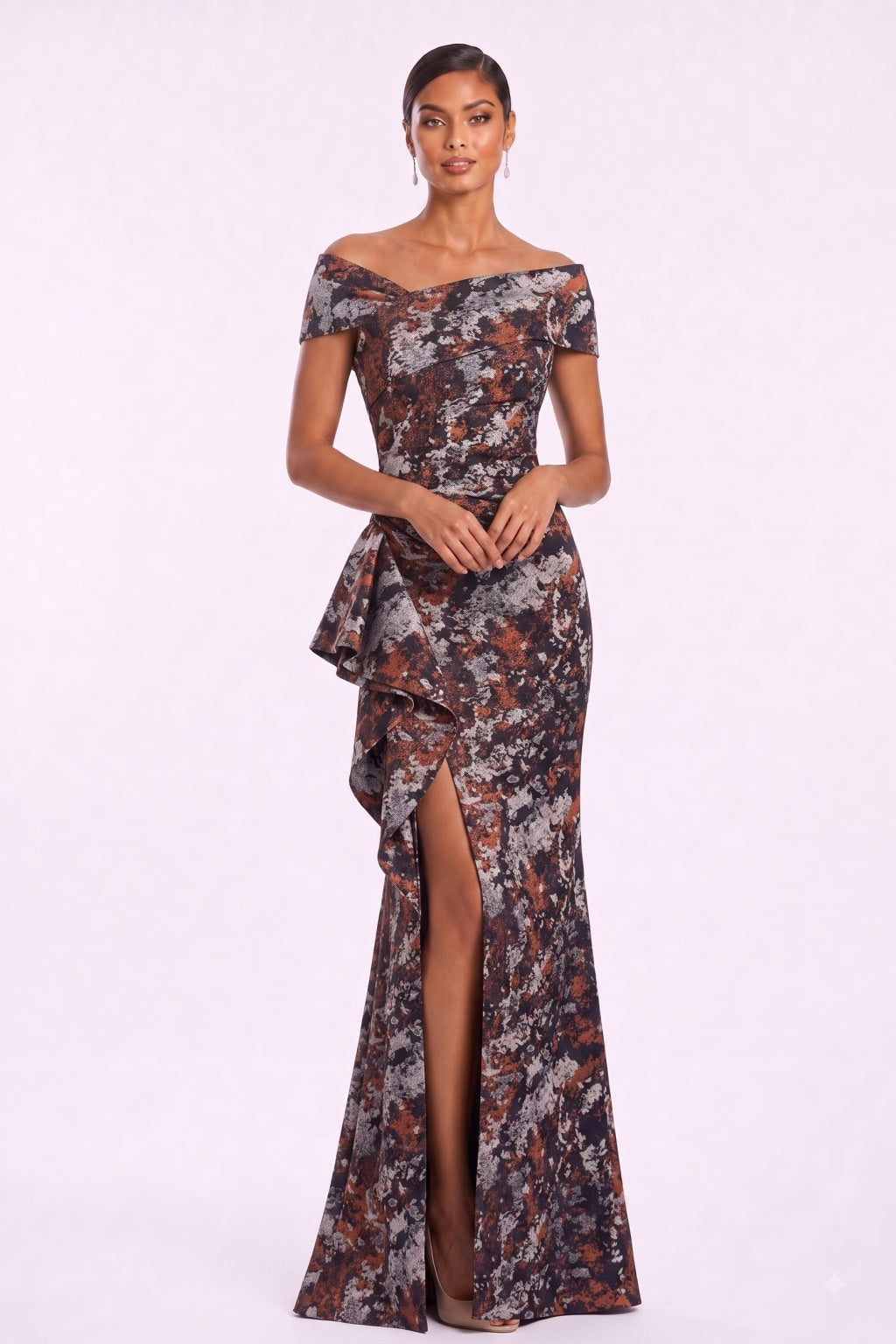 Sheath-Column Floor Length Jacquard Mother of the Bride Dress CM0494