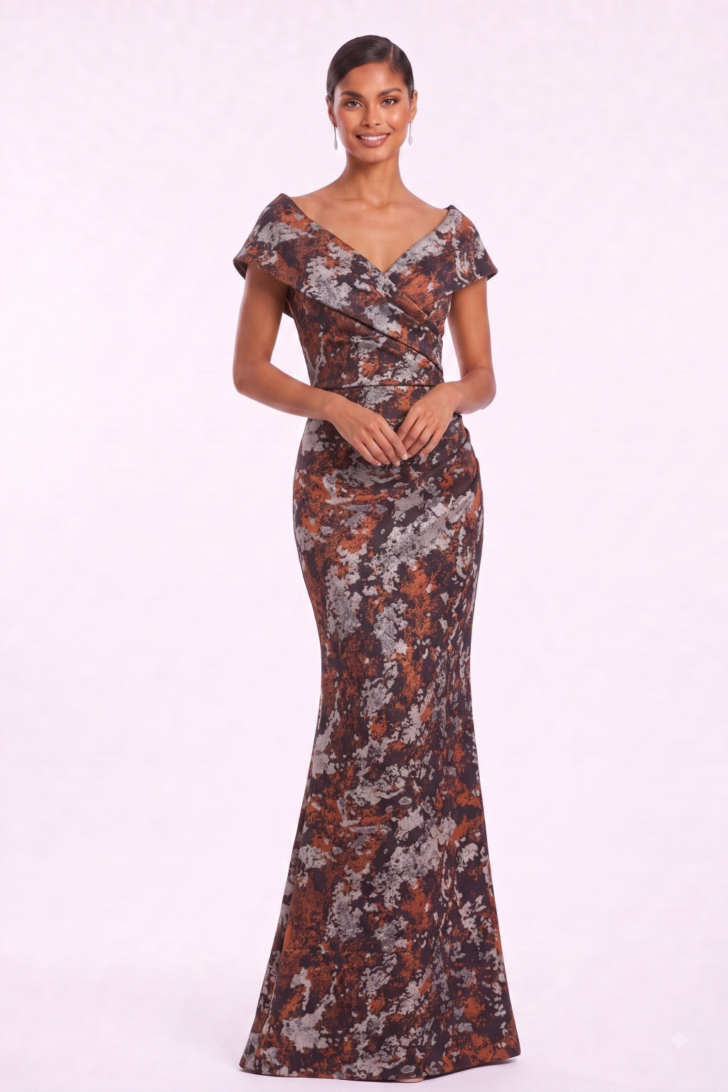 Sheath-Column Floor Length Jacquard Mother of the Bride Dress CM0495