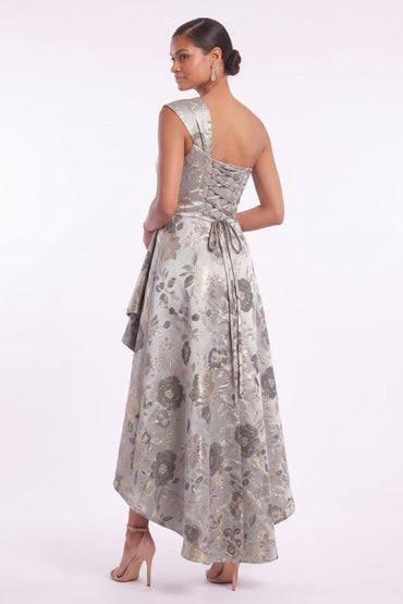 A-Line High-Low Jacquard Mother of the Bride Dress CM0500 - Black - COCOMELODY
