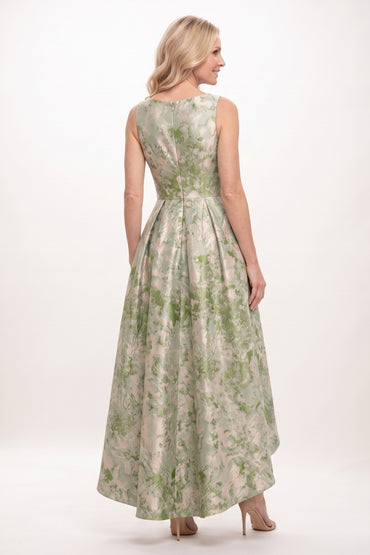 A-Line High-Low Jacquard Mother of the Bride Dress CM0502 - Green - COCOMELODY