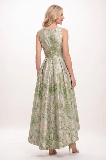 A-Line High-Low Jacquard Mother of the Bride Dress CM0502 - Green - COCOMELODY