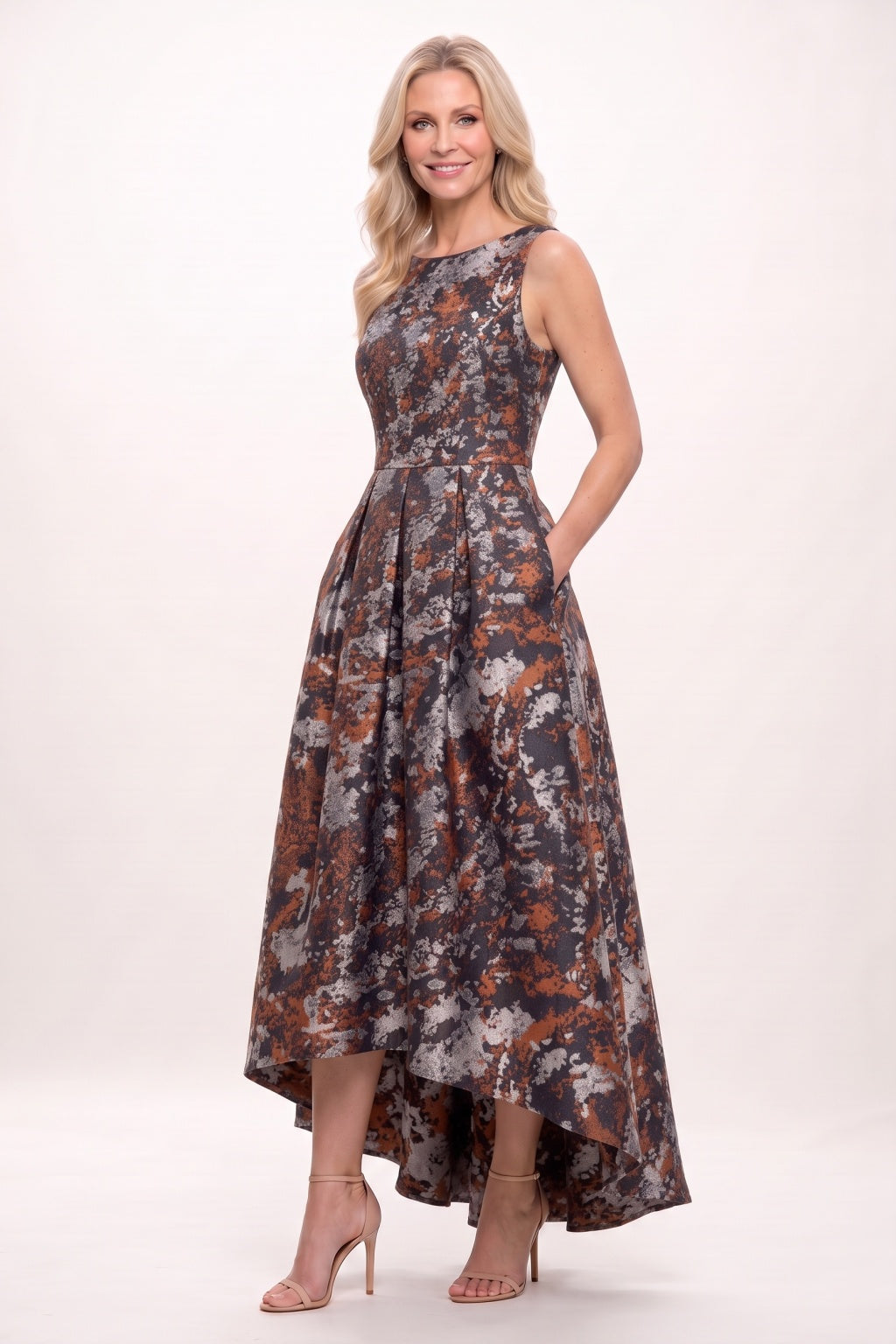 A-Line High-Low Jacquard Mother of the Bride Dress CM0502