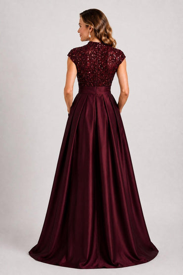 A-Line Floor Length Satin Mother of the Bride Dress CM0510