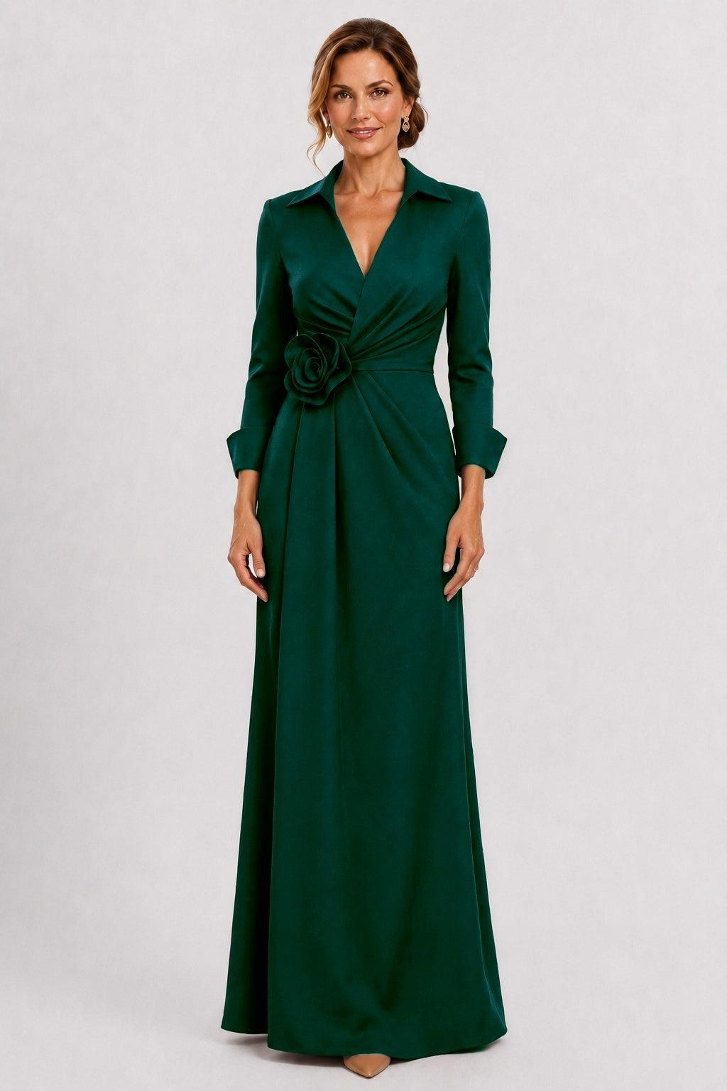 Sheath-Column Floor Length Stretch Satin Mother of the Bride Dress CM0515