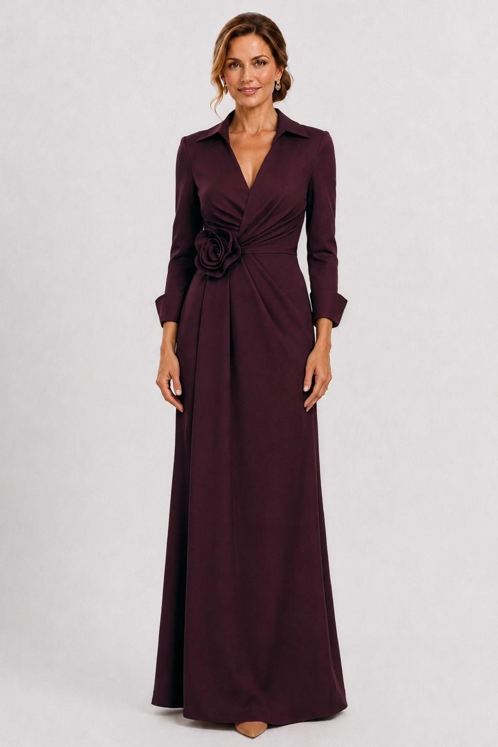 fall satin dress Sheath-Column Floor Length Mother of the Bride for Wedding COCOMELODY CM0515 new wedding Lydia Burgundy Lace Mini Update Status Style:S26D228668