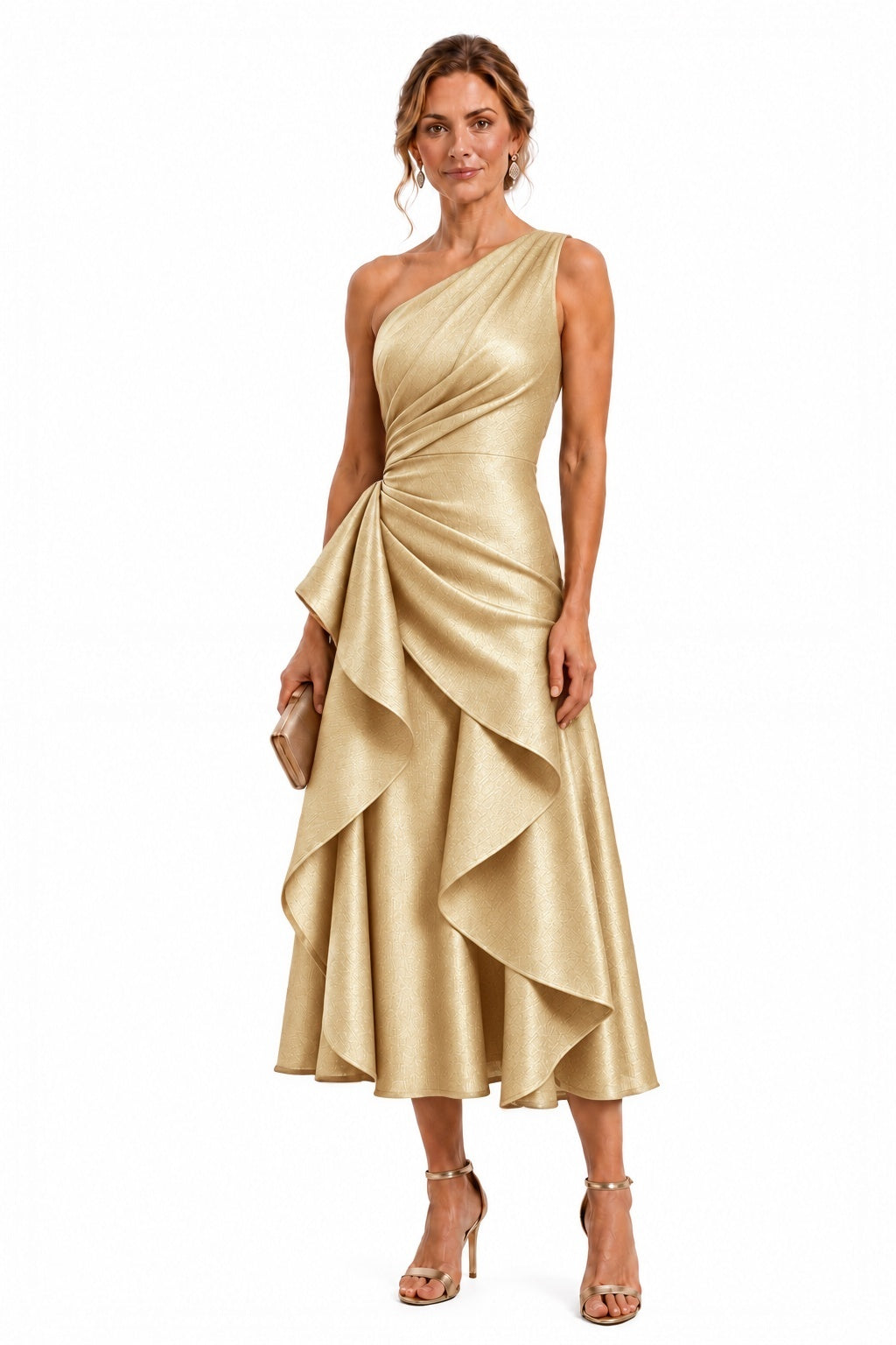 A-Line Tea Length Polyester Mother of the Bride Dress CM0517