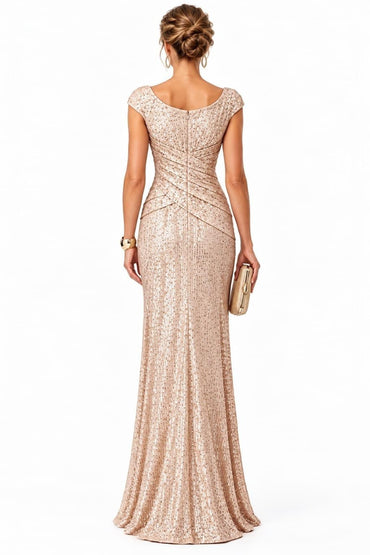 Sheath-Column Floor Length Sequin Mother of the Bride Dress CM0533 - Dark Champagne - COCOMELODY