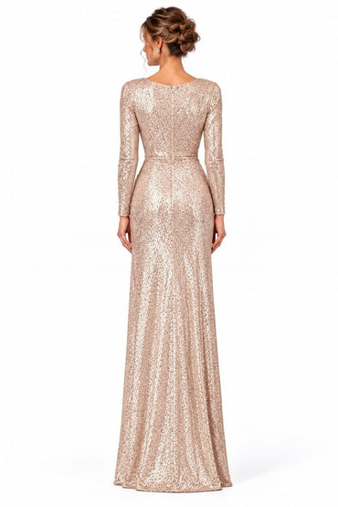 Sheath-Column Floor Length Sequin Mother of the Bride Dress CM0534 - Dark Champagne - COCOMELODY
