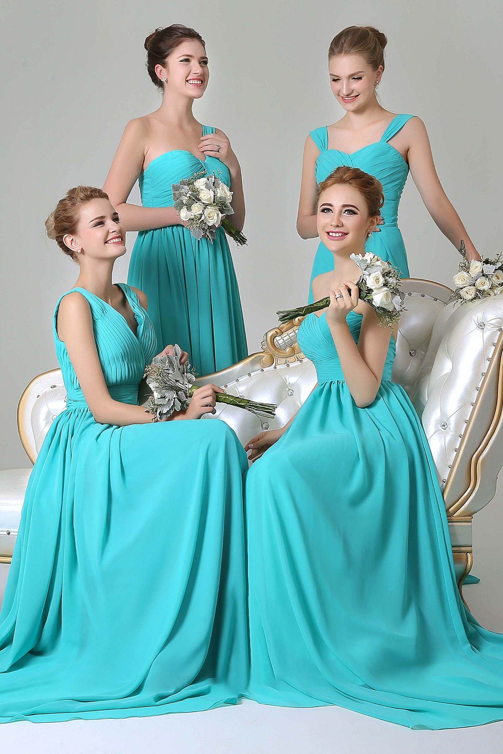 Sheath Floor Length Chiffon Bridesmaid Dress COAF1500A - COCOMELODY