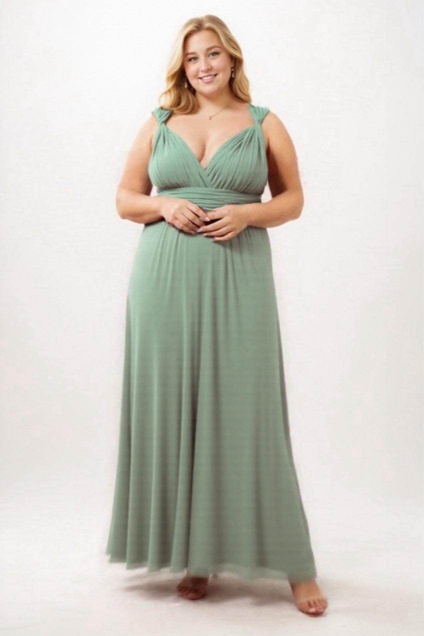 Floor Length Knitted Plus Size Bridesmaid Dress Convertible COCOMELODY COEF16001PS, Blue Turquoise Floor Length Knitted Plus Size Bridesmaid Dress Convertible COCOMELODY COEF16001PS, Blue Turquoise