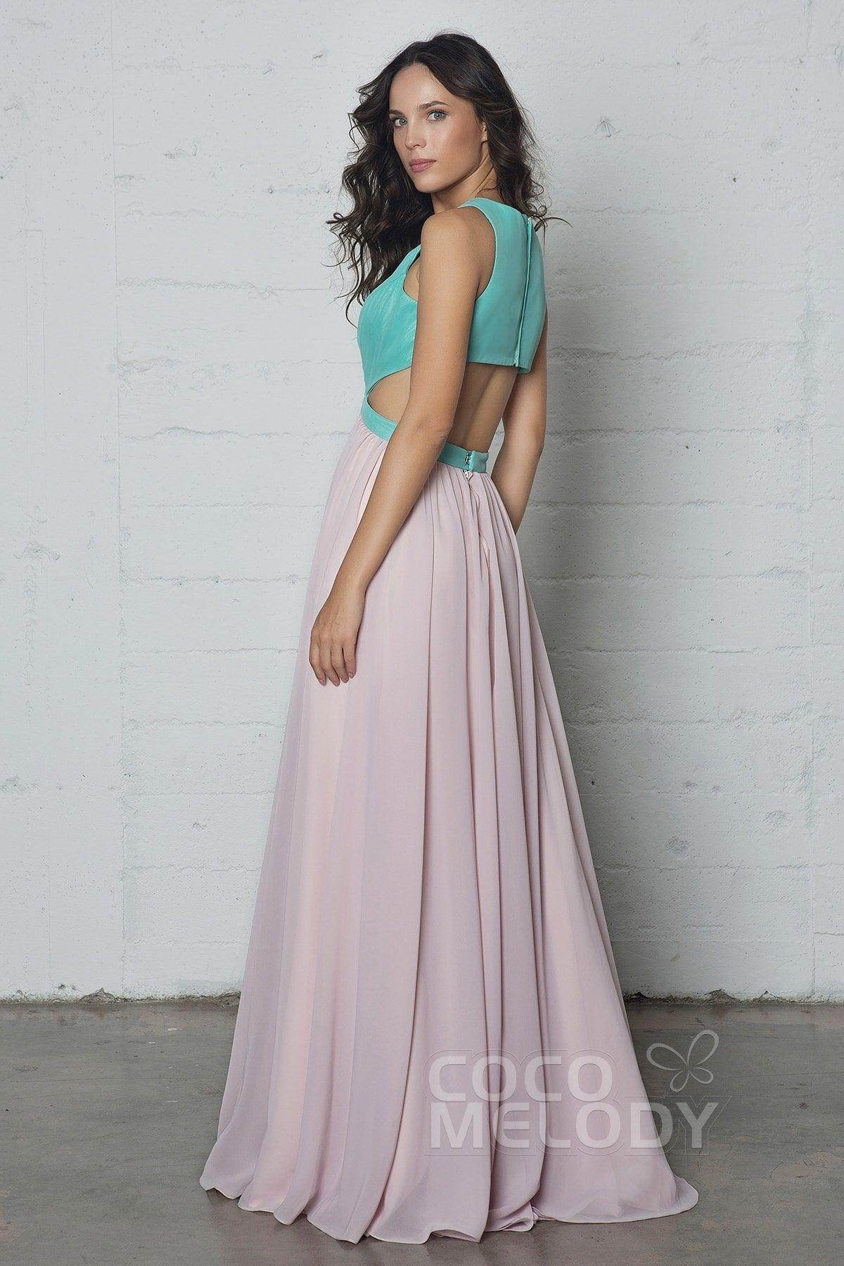 Sheath-Column Floor Length Chiffon Dress COZF17004 - COCOMELODY