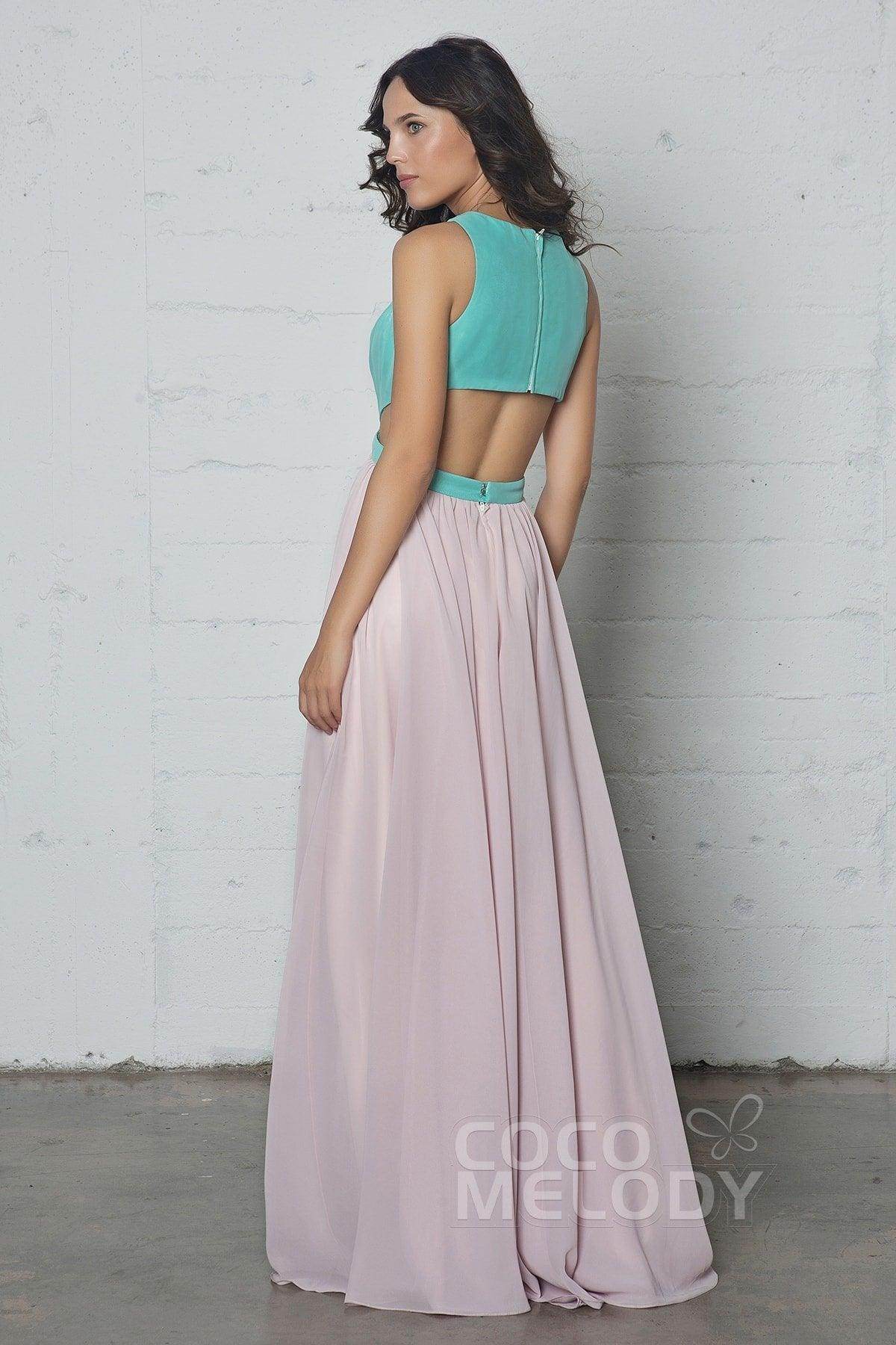 Sheath-Column Floor Length Chiffon Dress COZF17004 - COCOMELODY