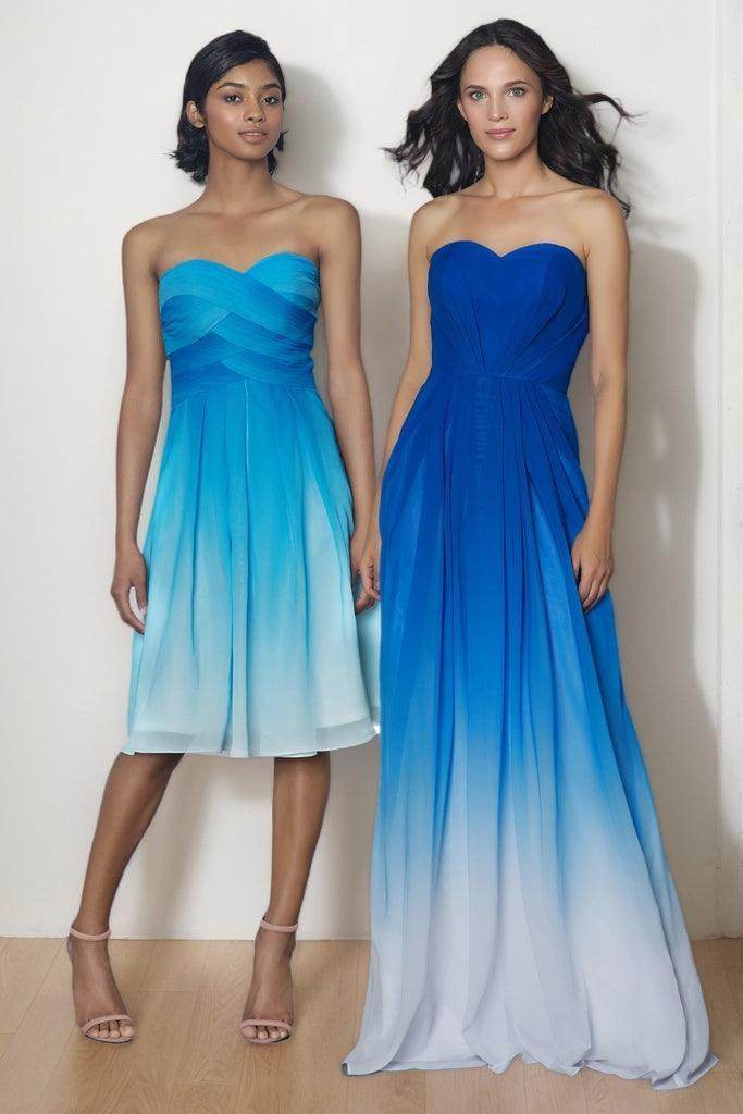 Sheath-Column Knee Length Chiffon Ombre Dress COZF17007 - COCOMELODY