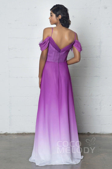 Sheath-Column Floor Length Chiffon Ombre Dress COZF17012