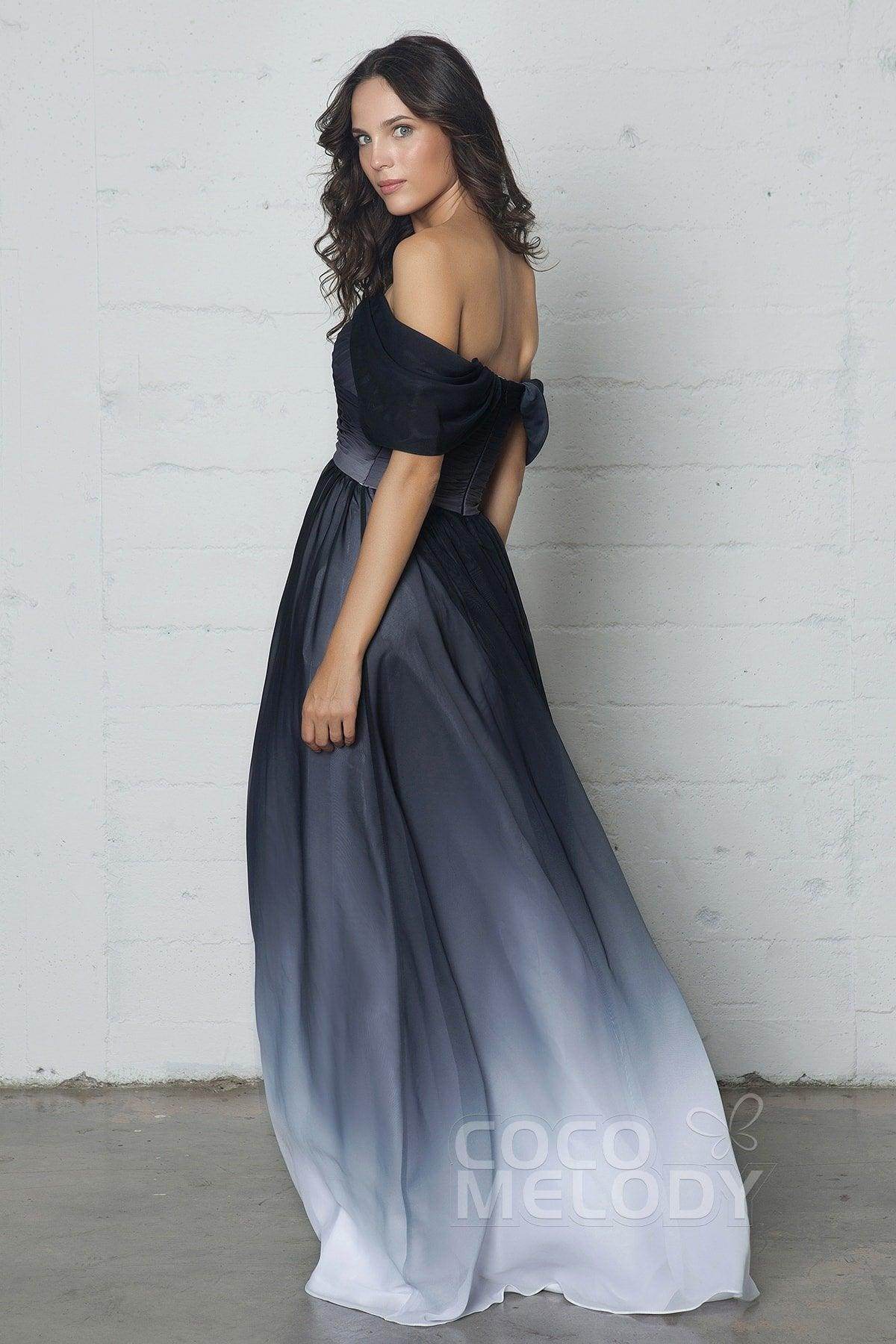 Sheath-Column Floor Length Ombre Chiffon Dress COZF17015 - COCOMELODY