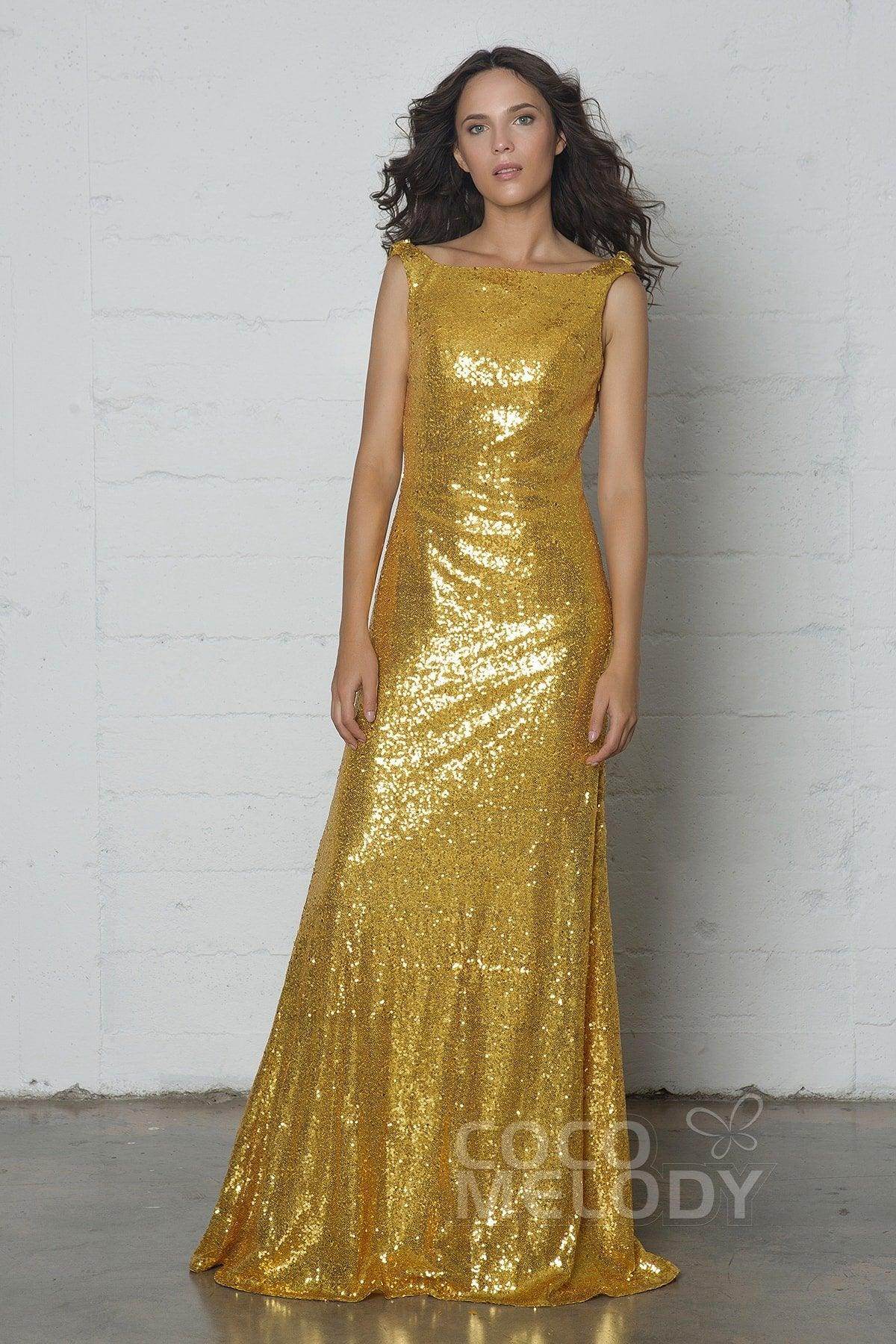 Sheath-Column Floor Length Sequined Dress COZF17020 - COCOMELODY