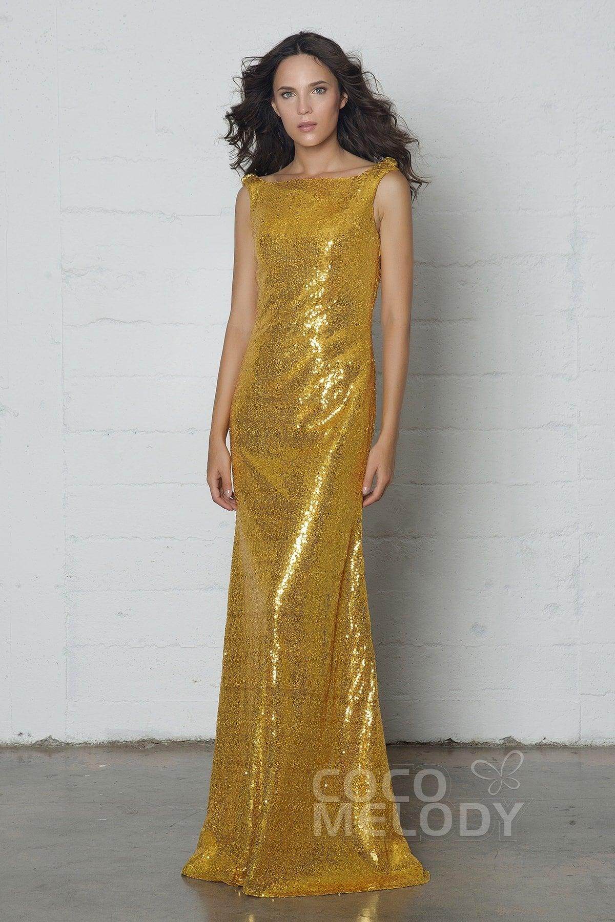 Sheath-Column Floor Length Sequined Dress COZF17020 - COCOMELODY