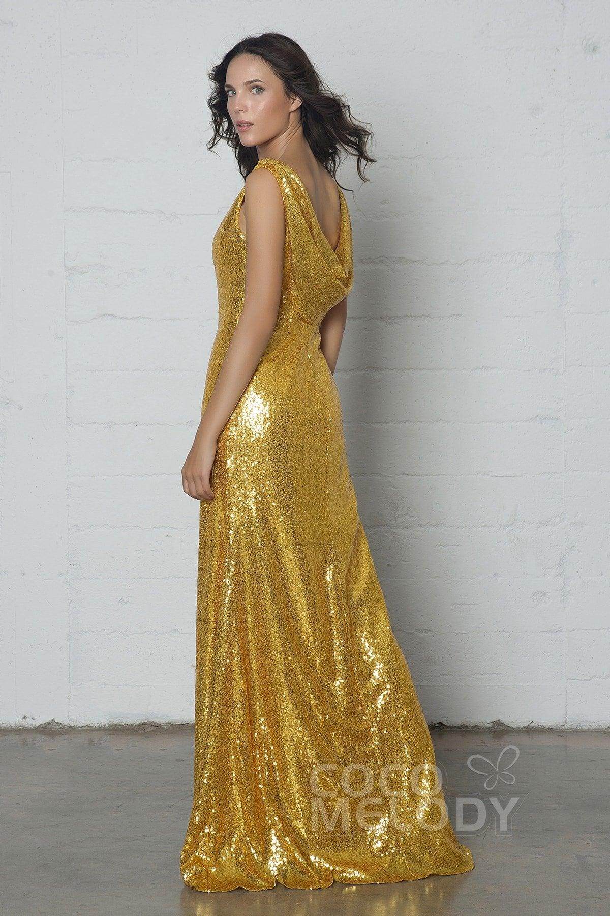 Sheath-Column Floor Length Sequined Dress COZF17020 - COCOMELODY