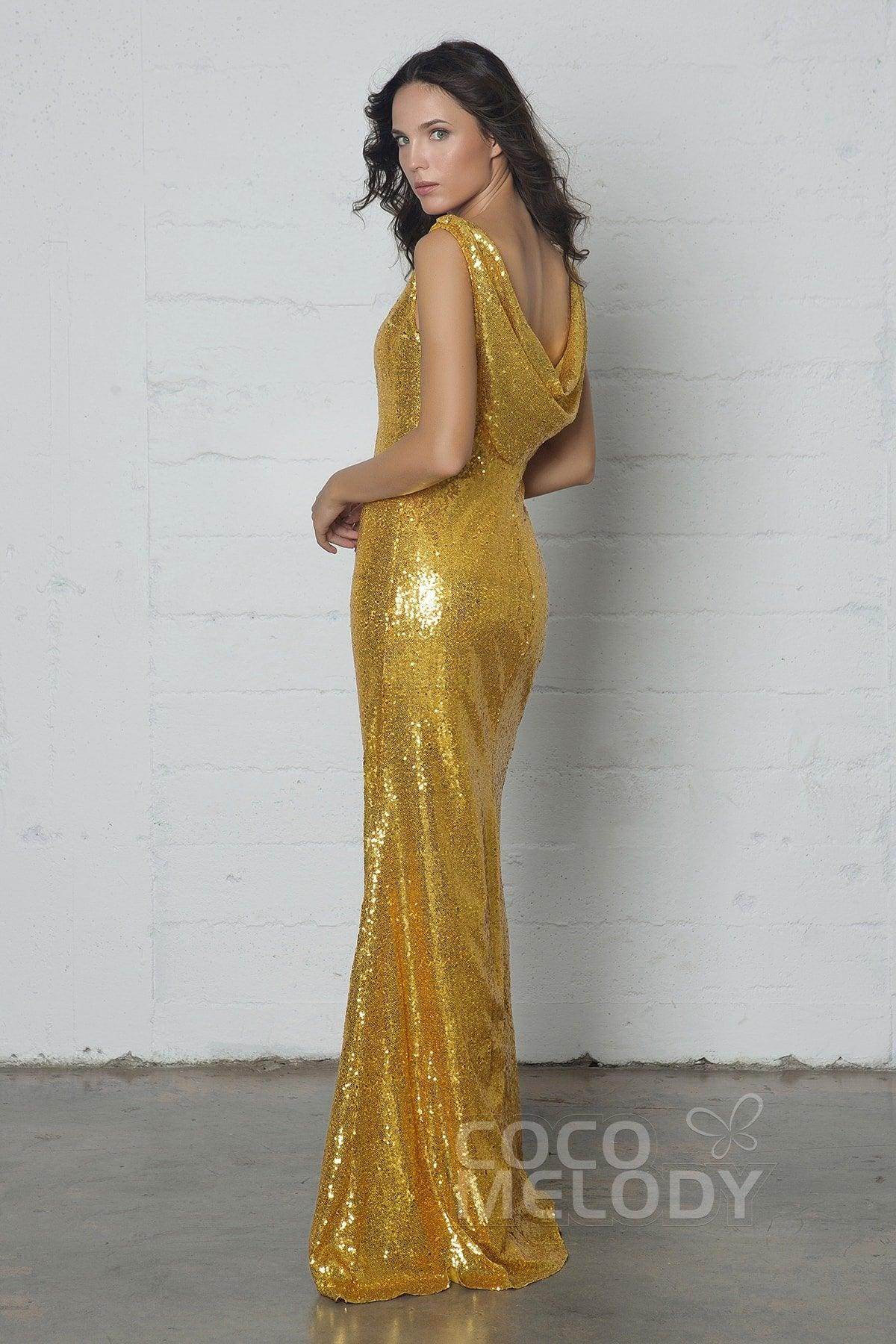 Sheath-Column Floor Length Sequined Dress COZF17020 - COCOMELODY