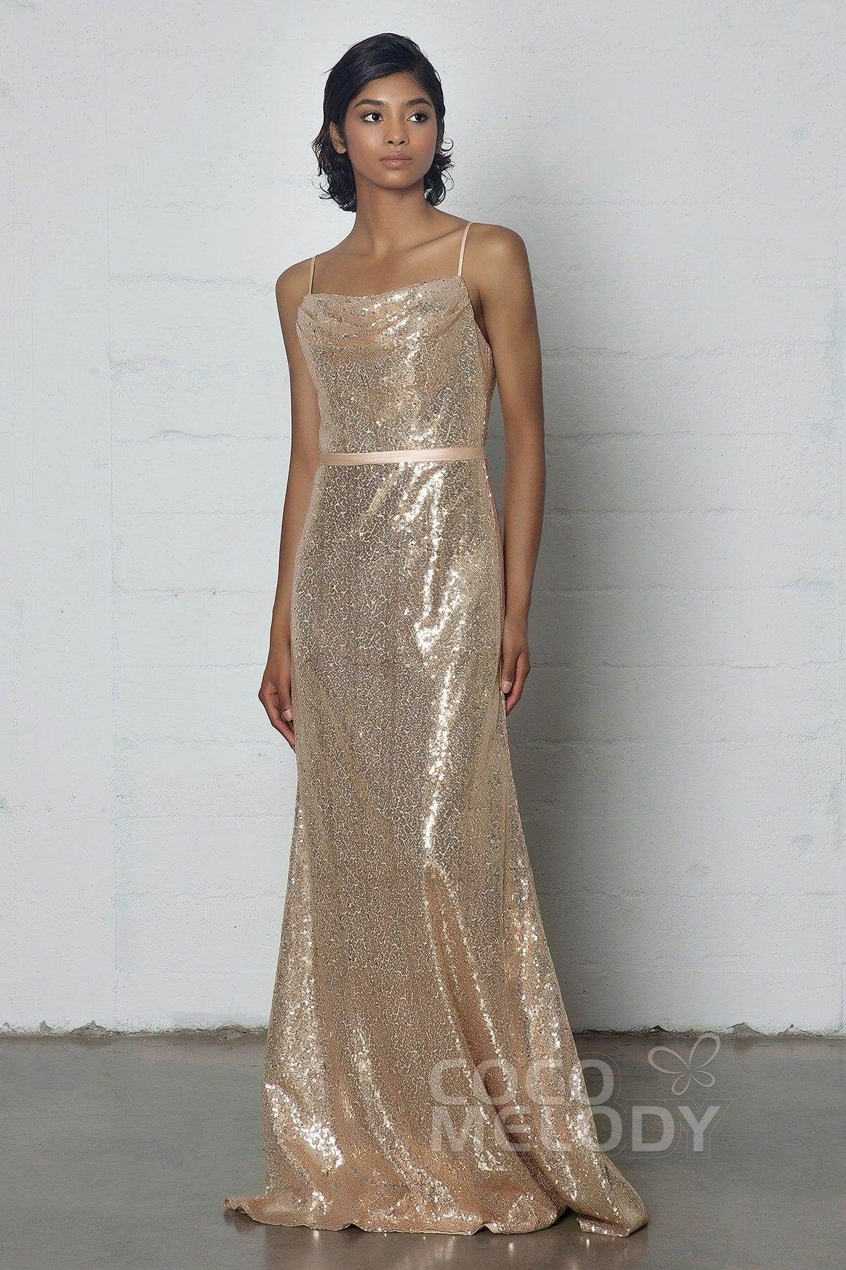Sheath-Column Floor Length Sequined Dress COZF17023 - COCOMELODY