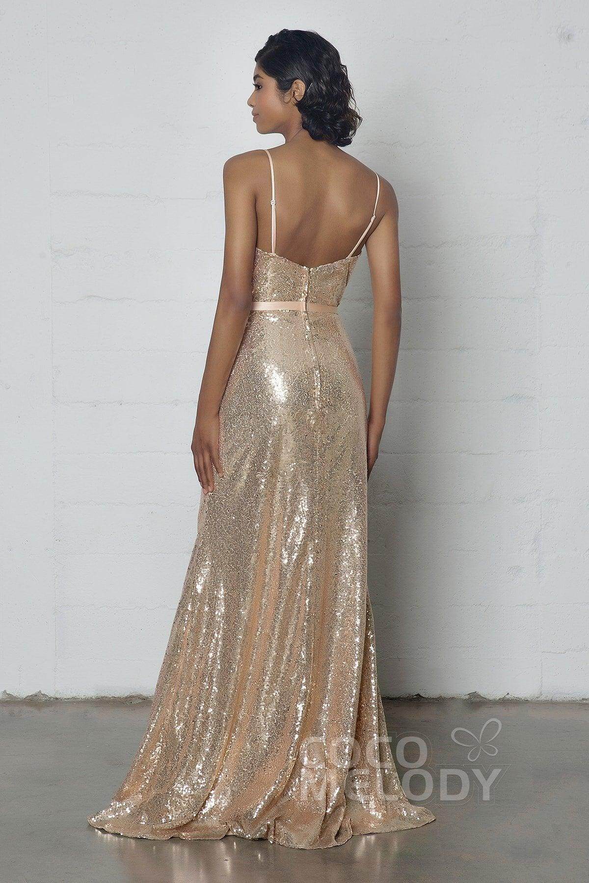 Sheath-Column Floor Length Sequined Dress COZF17023 - COCOMELODY