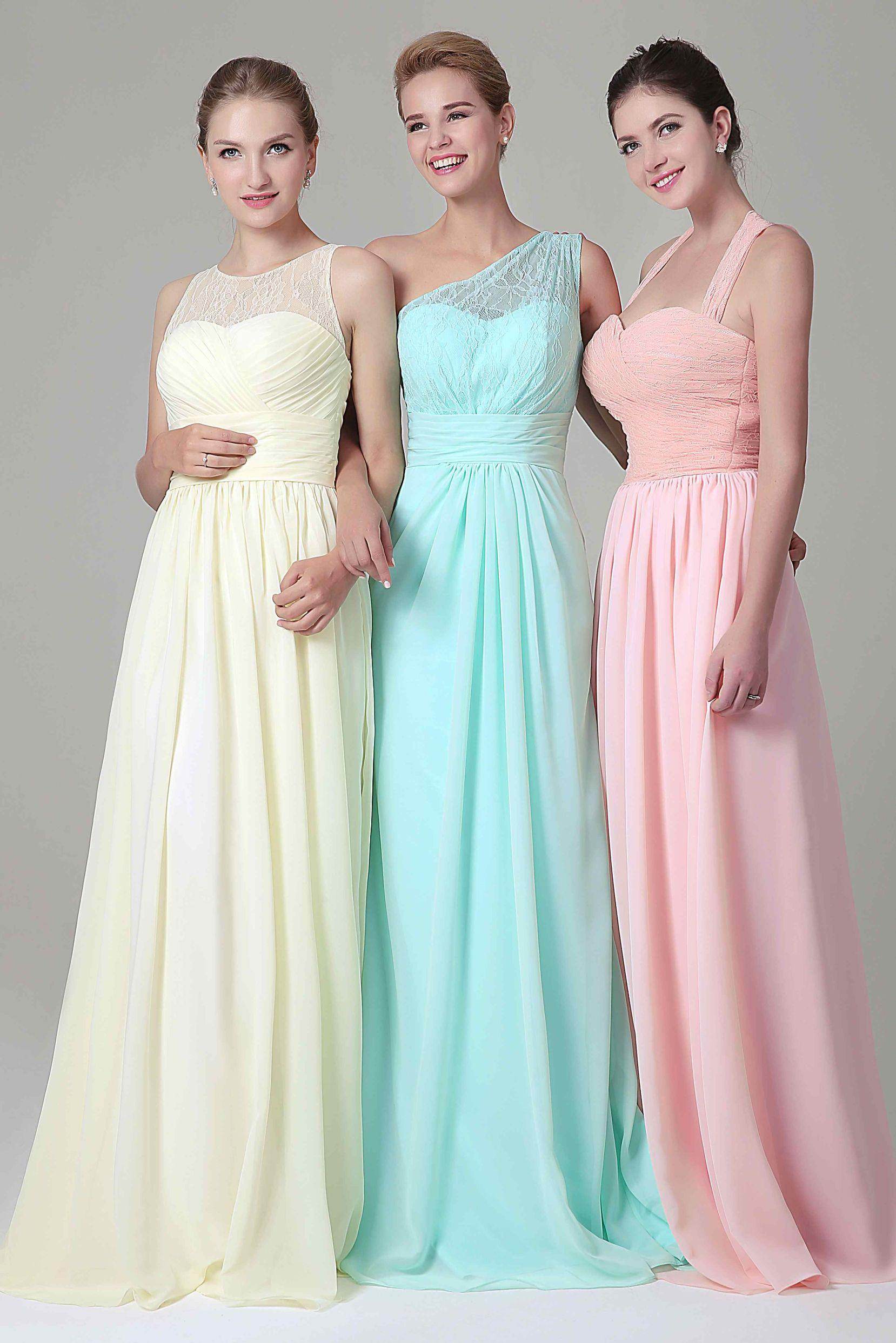 Sheath Sweep Train Lace/Chiffon Bridesmaid Dress COZK16004 - COCOMELODY