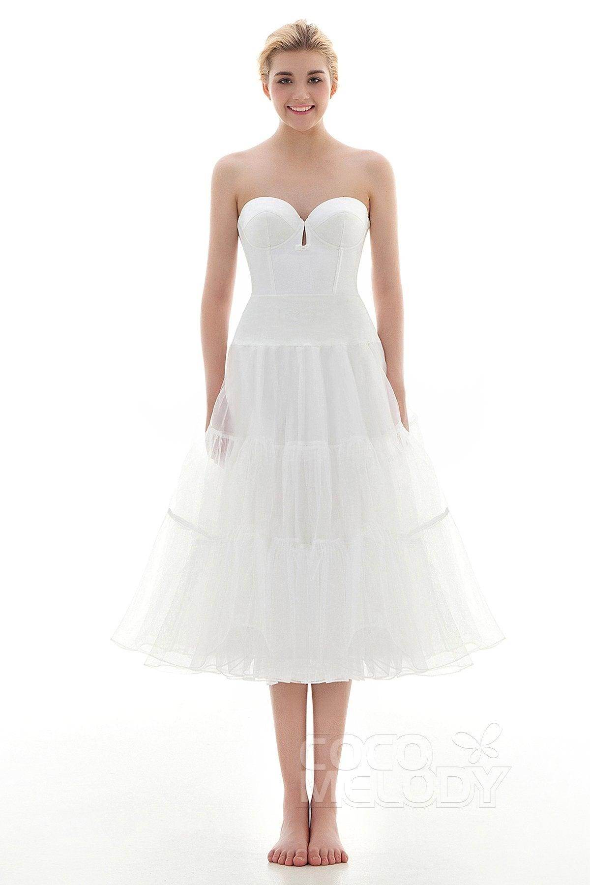 A-Line Tea Length Organza Wedding CP001600B 7 Days / Ivory / M 69-78cm A-Line Tea Length Organza Wedding CP001600B 7 Days / Ivory / M 69-78cm