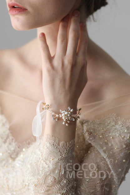 Alloy Wedding Bracelets with Pearl and Crystals CQ0033