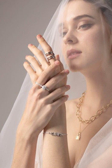 Rhodium plated Rings with Crystals CR0006 - COCOMELODY