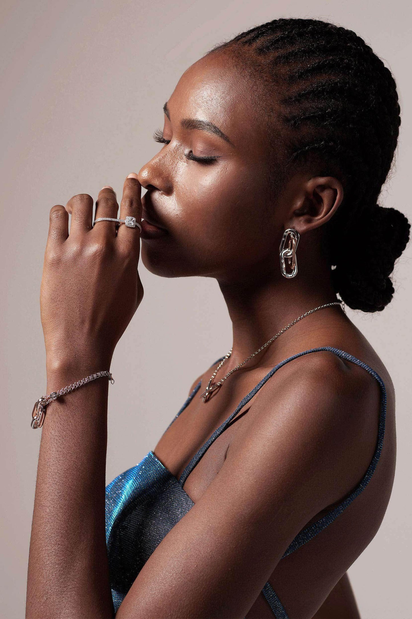 Rhodium plated Rings with Crystals CR0006 - COCOMELODY