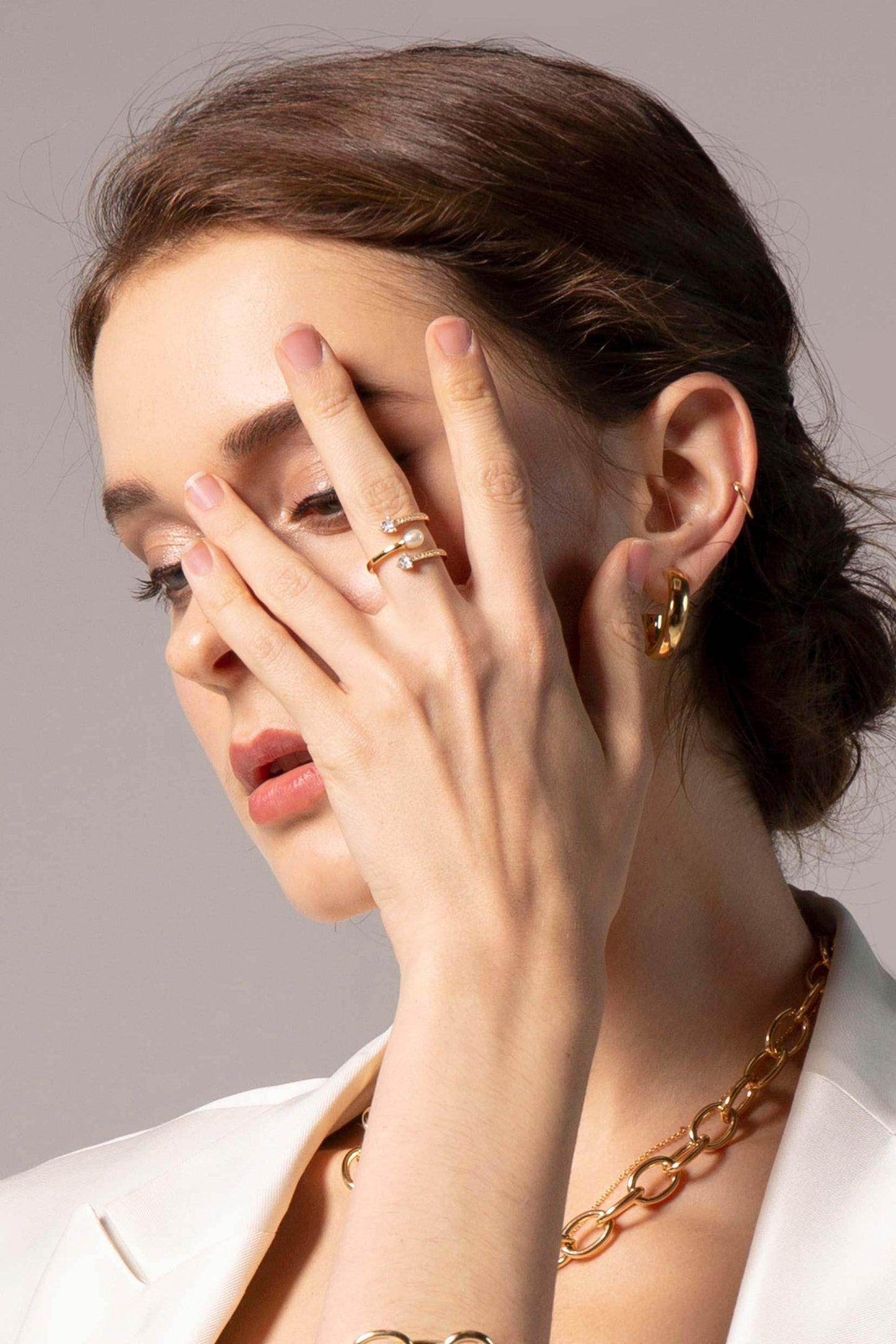 Yellow Gold Plated Rings with Crystals CR0007 - COCOMELODY