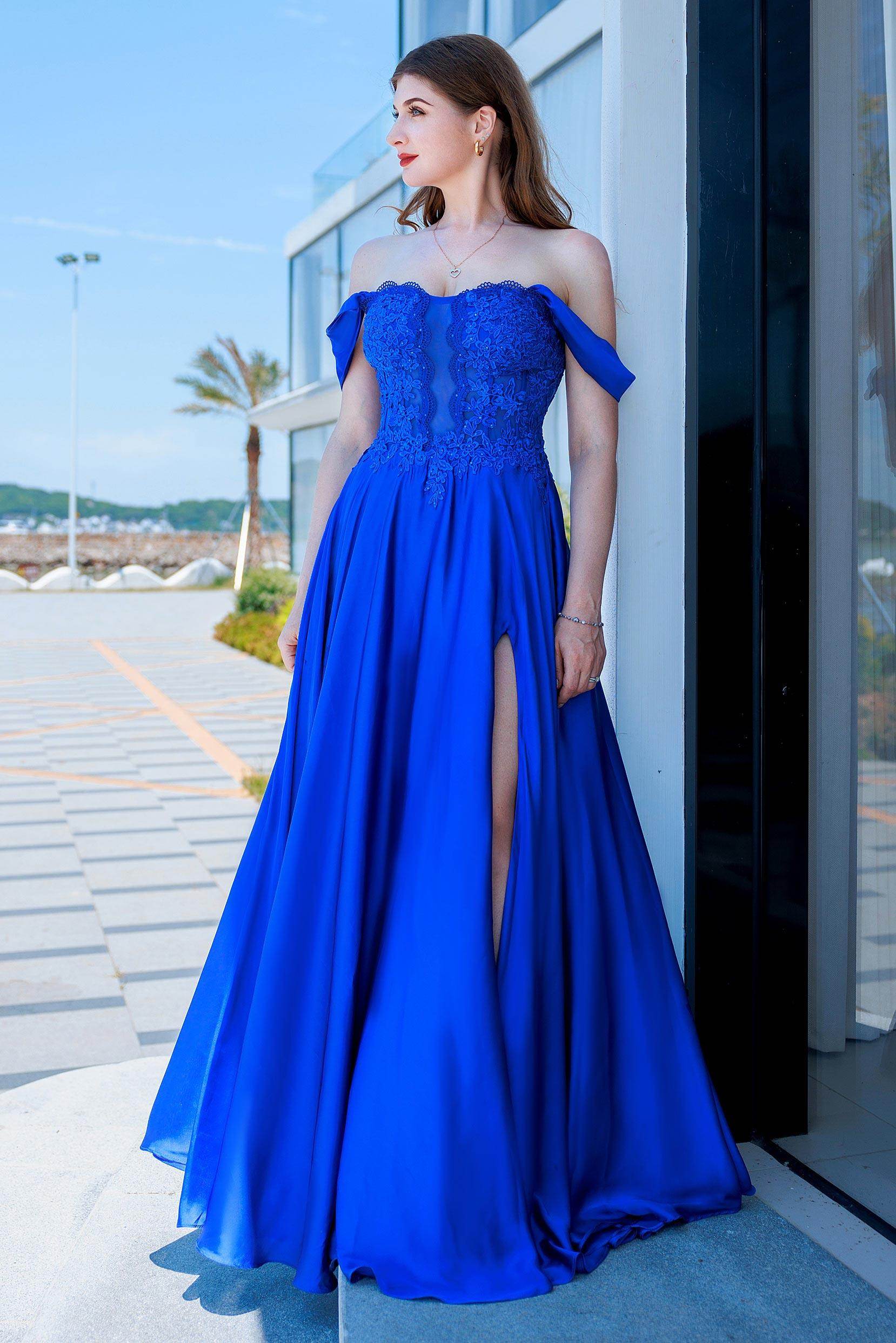 Cocomelody A-Line Royal Blue Prom Dress with Lace CS0485, Royal Blue Cocomelody A-Line Royal Blue Prom Dress with Lace CS0485, Royal Blue