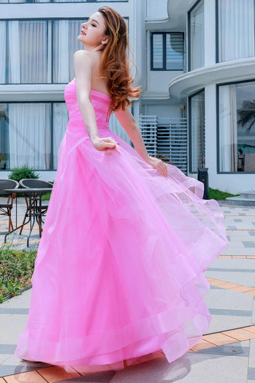 A-Line Floor Length Tulle Prom Dress CS0497 - COCOMELODY