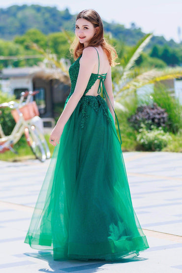 A-Line Floor Length Tulle Prom Dress CS0501 - COCOMELODY