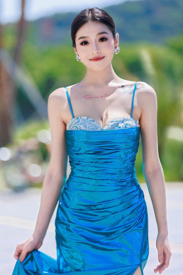 Sheath-Column Floor Length Hot Stamping Cloth Prom Dress CS0502 - COCOMELODY