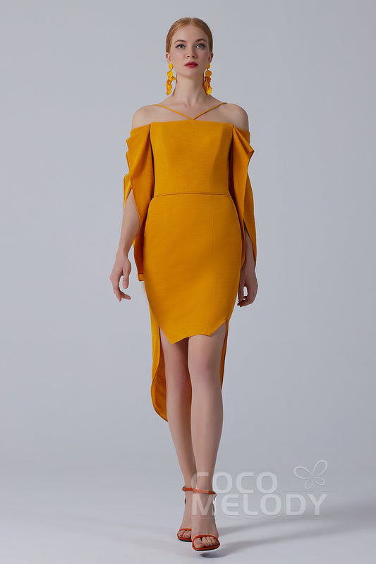 Asymmetrical High-Low Twisted Silk Fabric Dress CS0210
