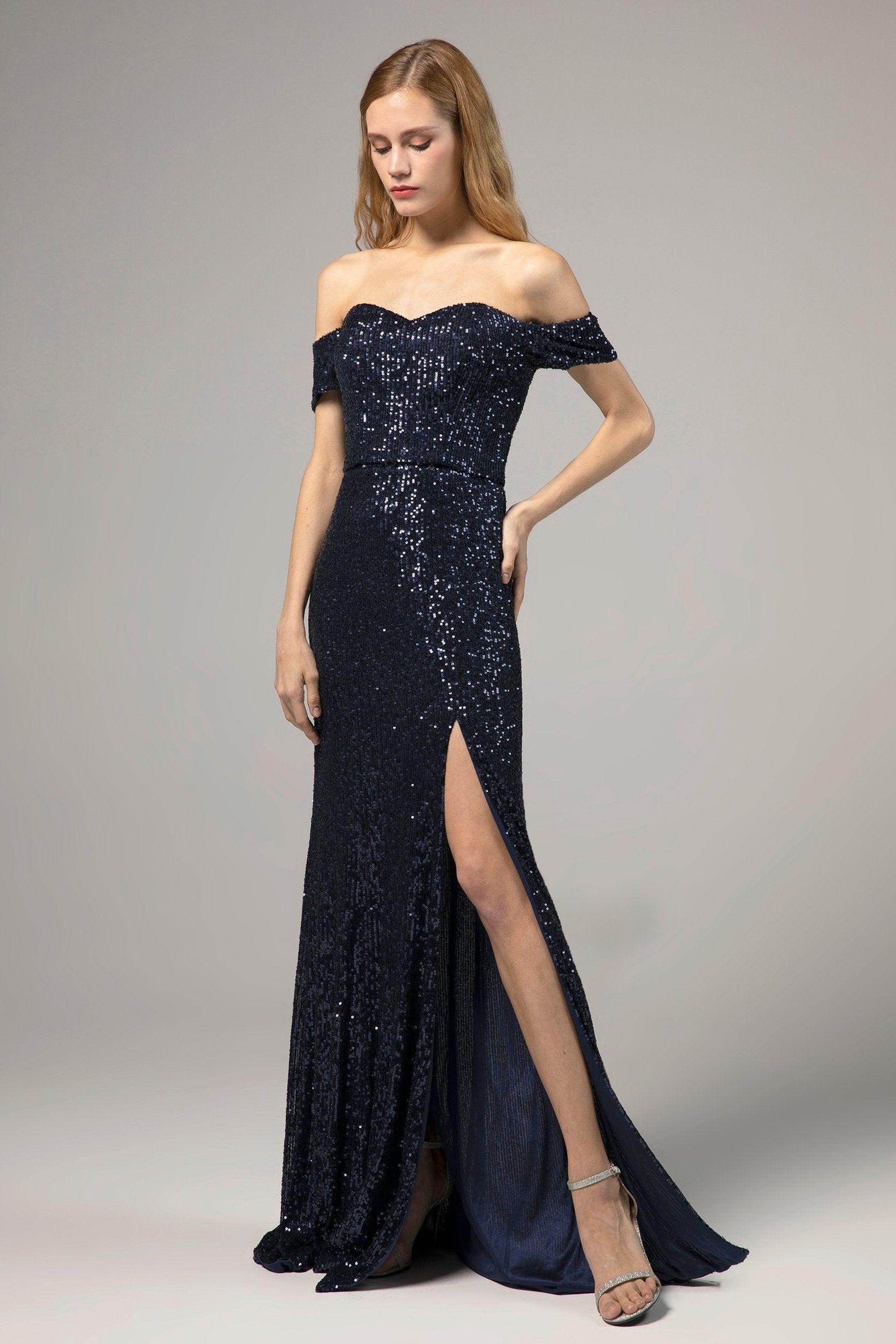 Sheath-Column Floor Length Sequined Dress CS0288CR - COCOMELODY