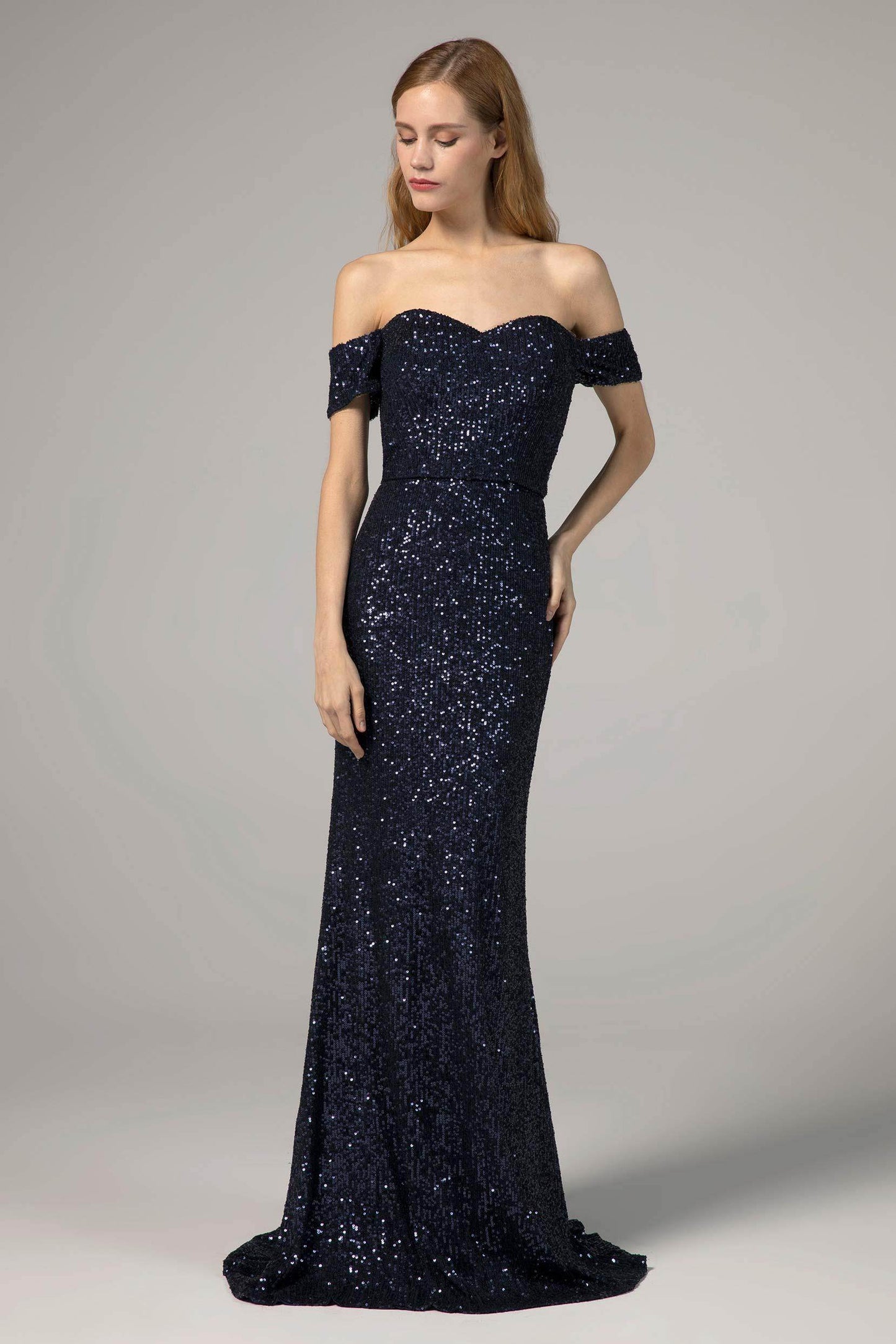 Trumpet-Mermaid Floor Length Sequined Dress CS0290 - COCOMELODY