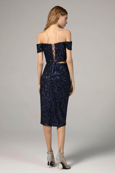 Sheath-Column Knee Length Sequined Dress CS0291 - COCOMELODY