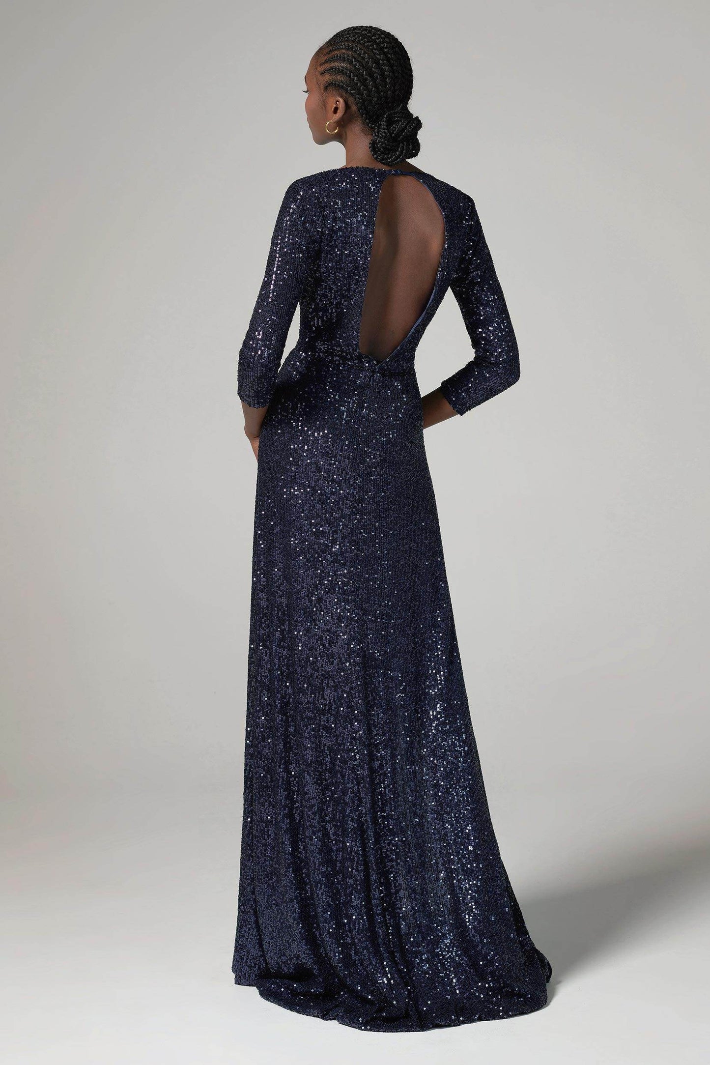 A-Line Floor Length Sequined Dress CS0292 - COCOMELODY