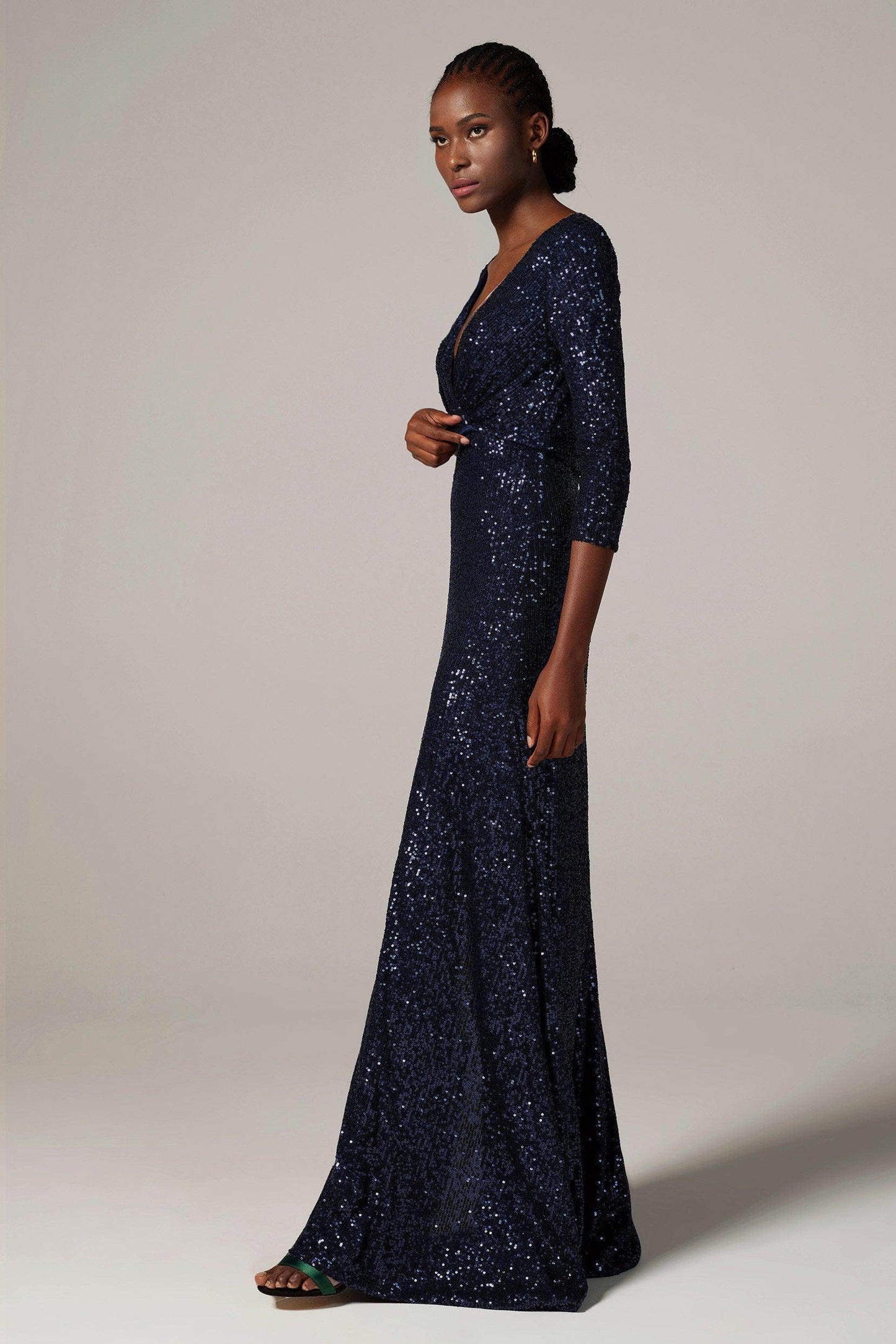 A-Line Floor Length Sequined Dress CS0292