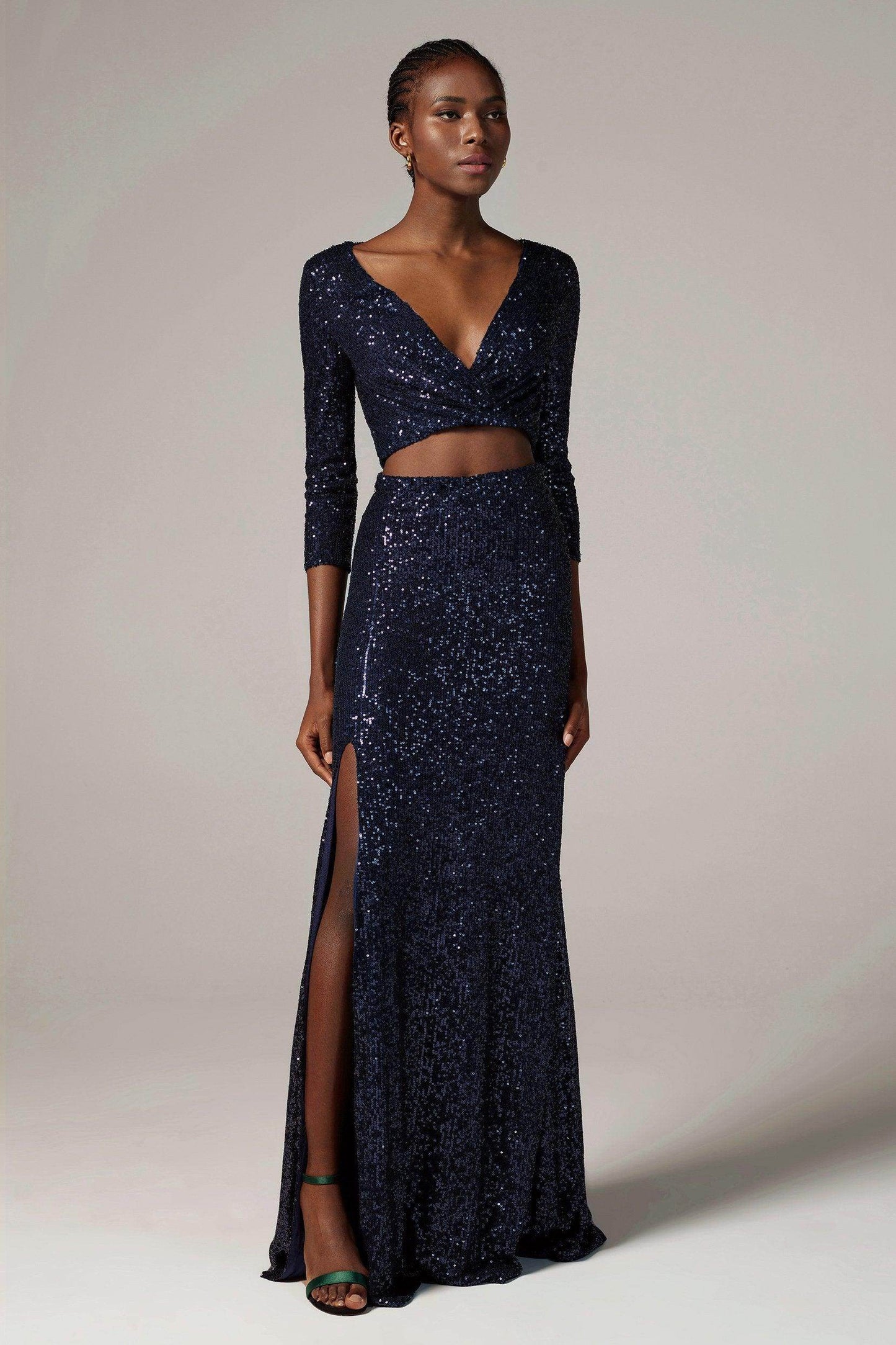 A-Line Floor Length Sequined Dress CS0292 - COCOMELODY