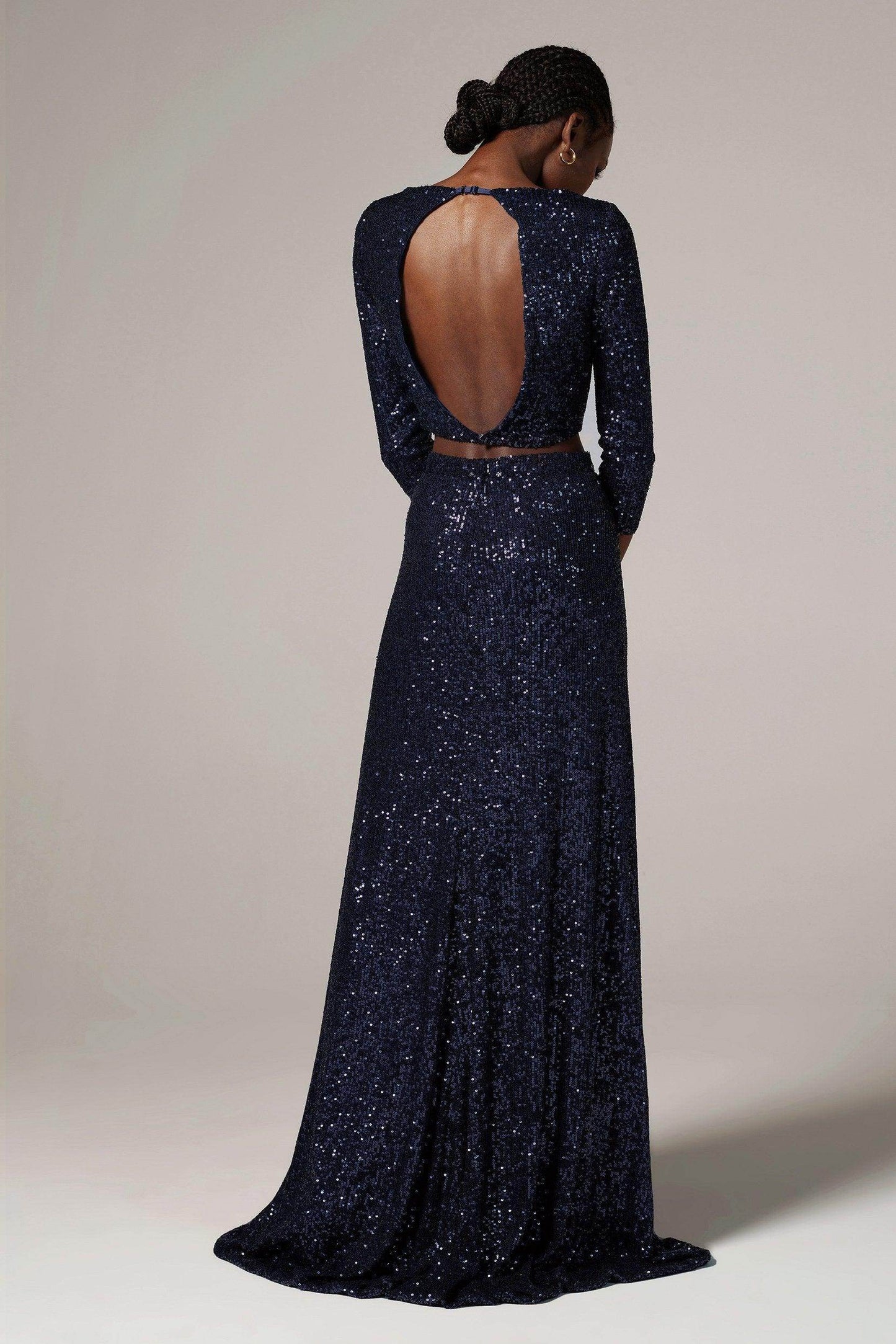 A-Line Floor Length Sequined Dress CS0292 - COCOMELODY