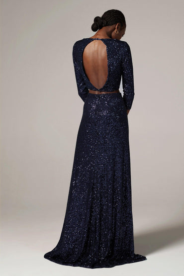 A-Line Floor Length Sequined Dress CS0292