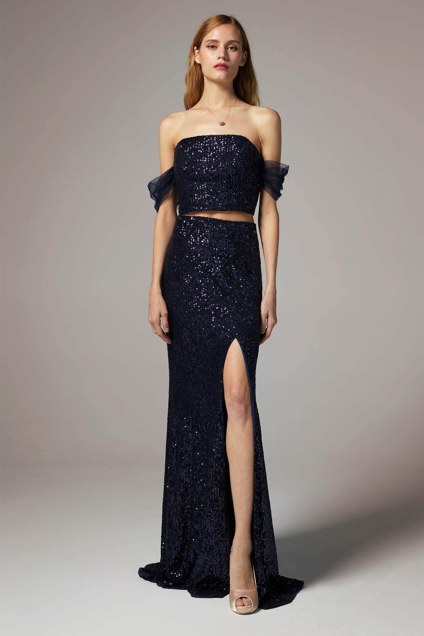 Sheath-Column Floor Length Sequined Dress CS0298 - COCOMELODY