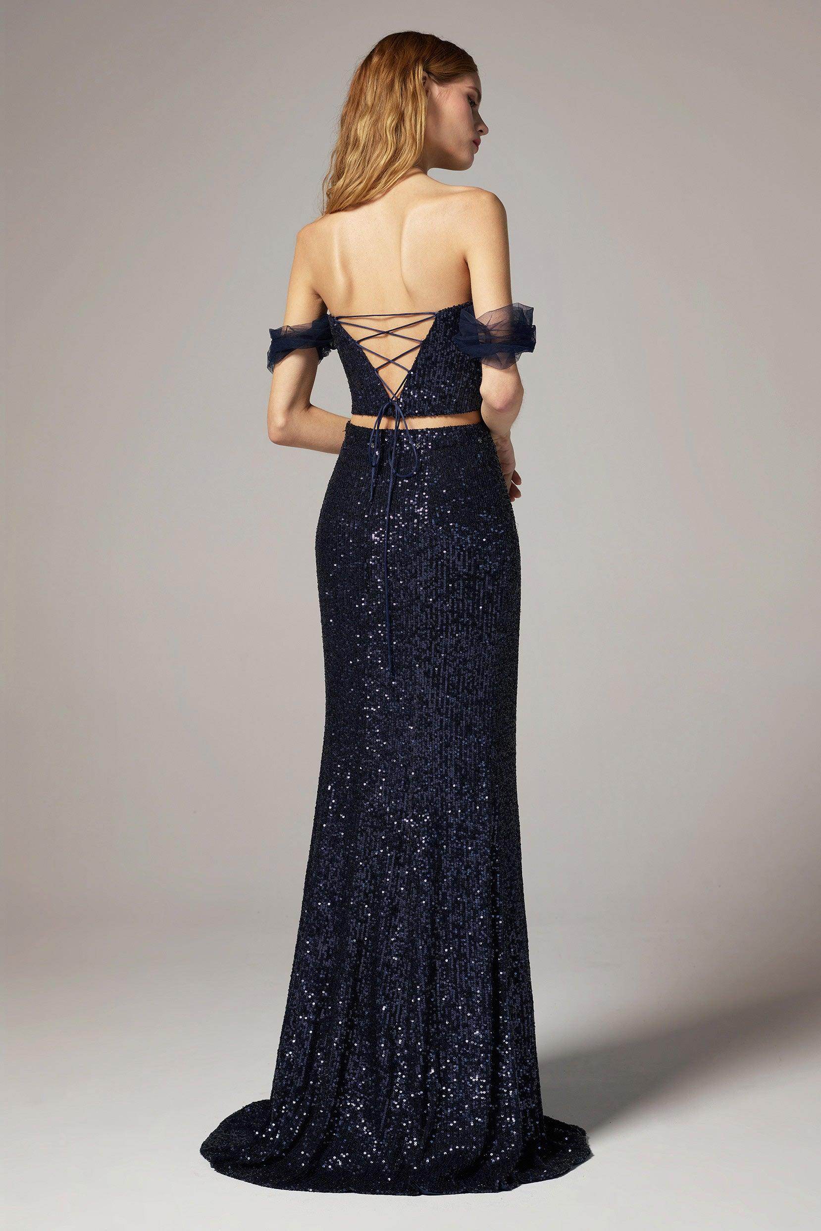 Sheath-Column Floor Length Sequined Dress CS0298 - COCOMELODY