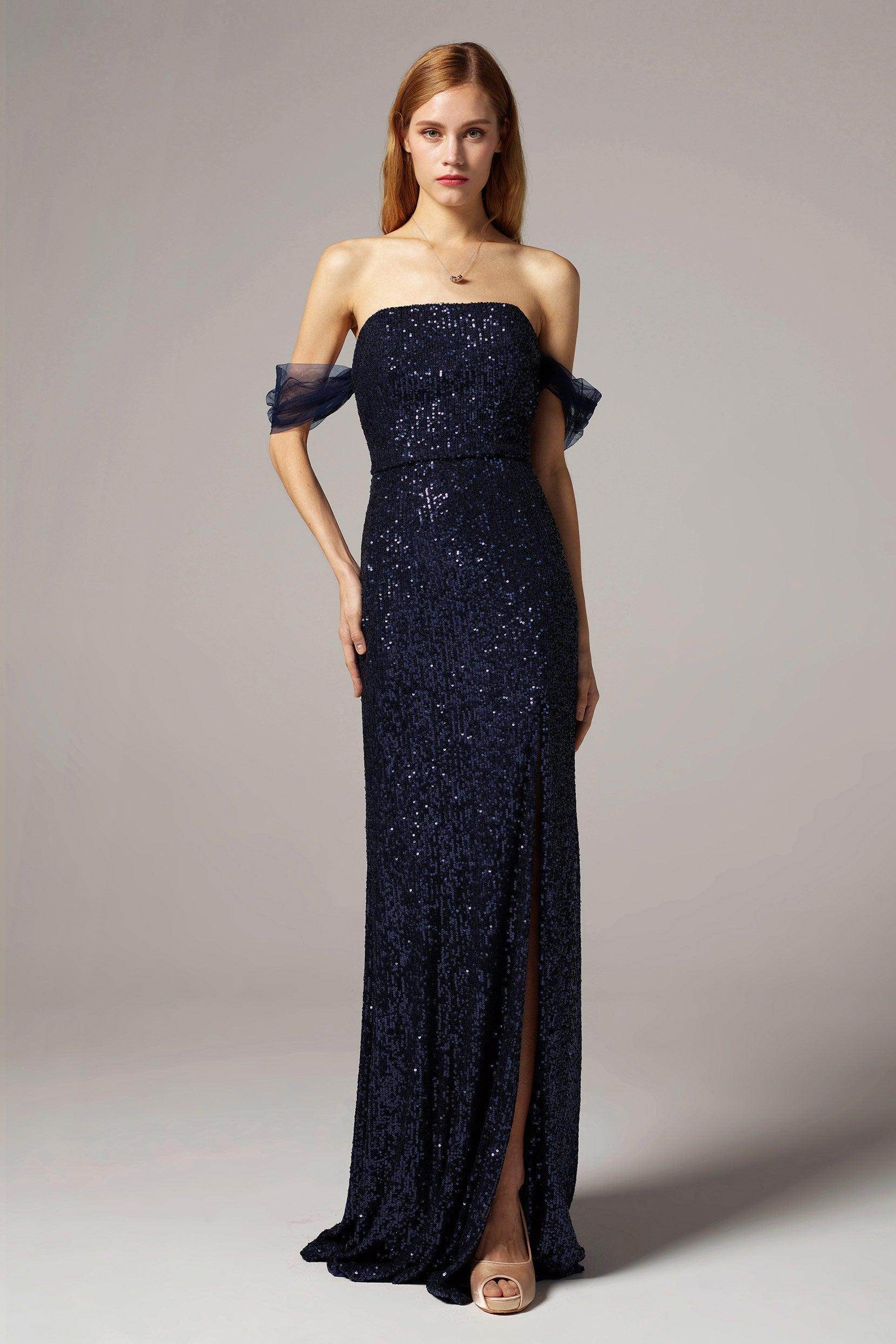 Sheath-Column Floor Length Sequined Dress CS0298 - COCOMELODY