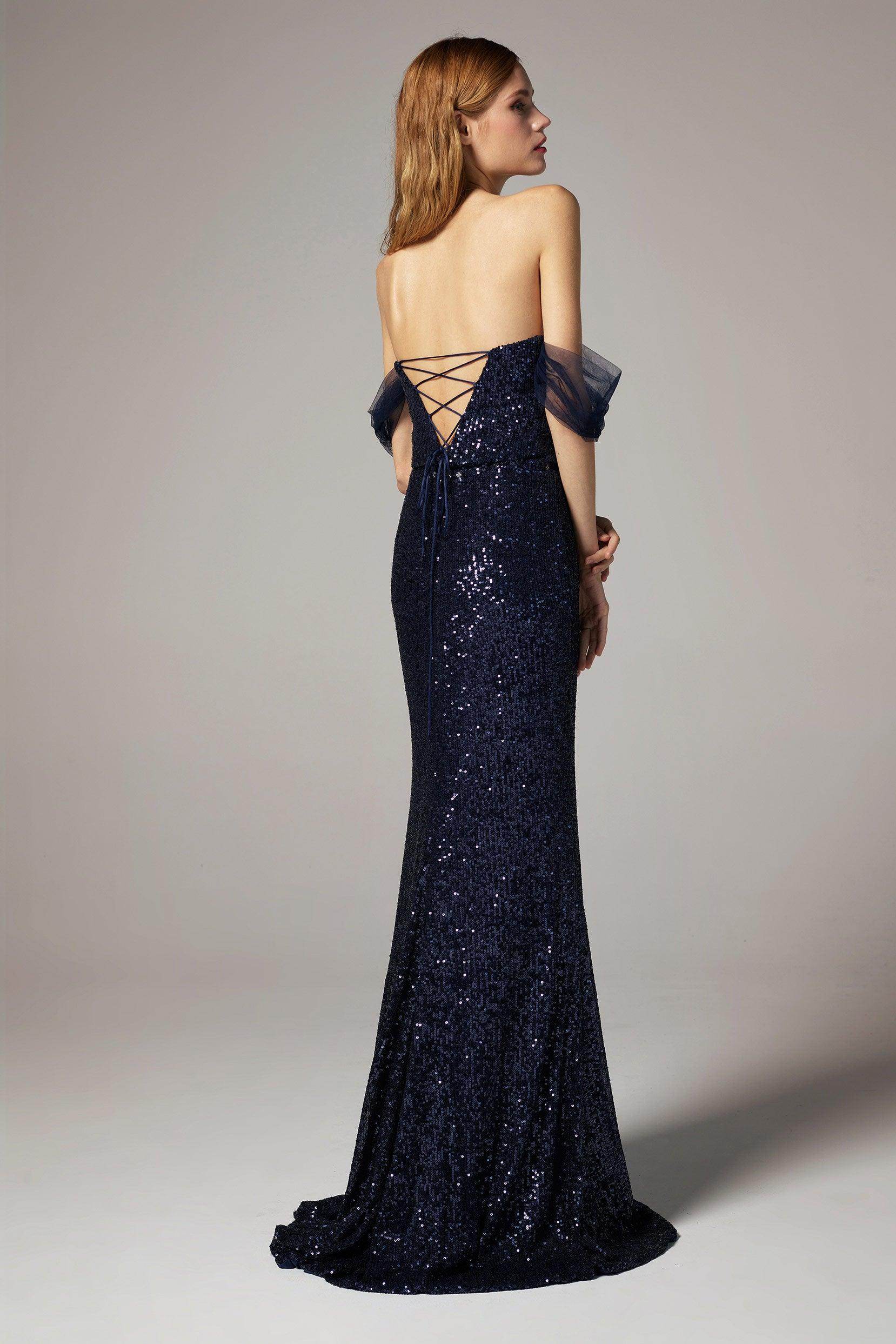 Trumpet-Mermaid Floor Length Sequined Dress CS0299 - COCOMELODY