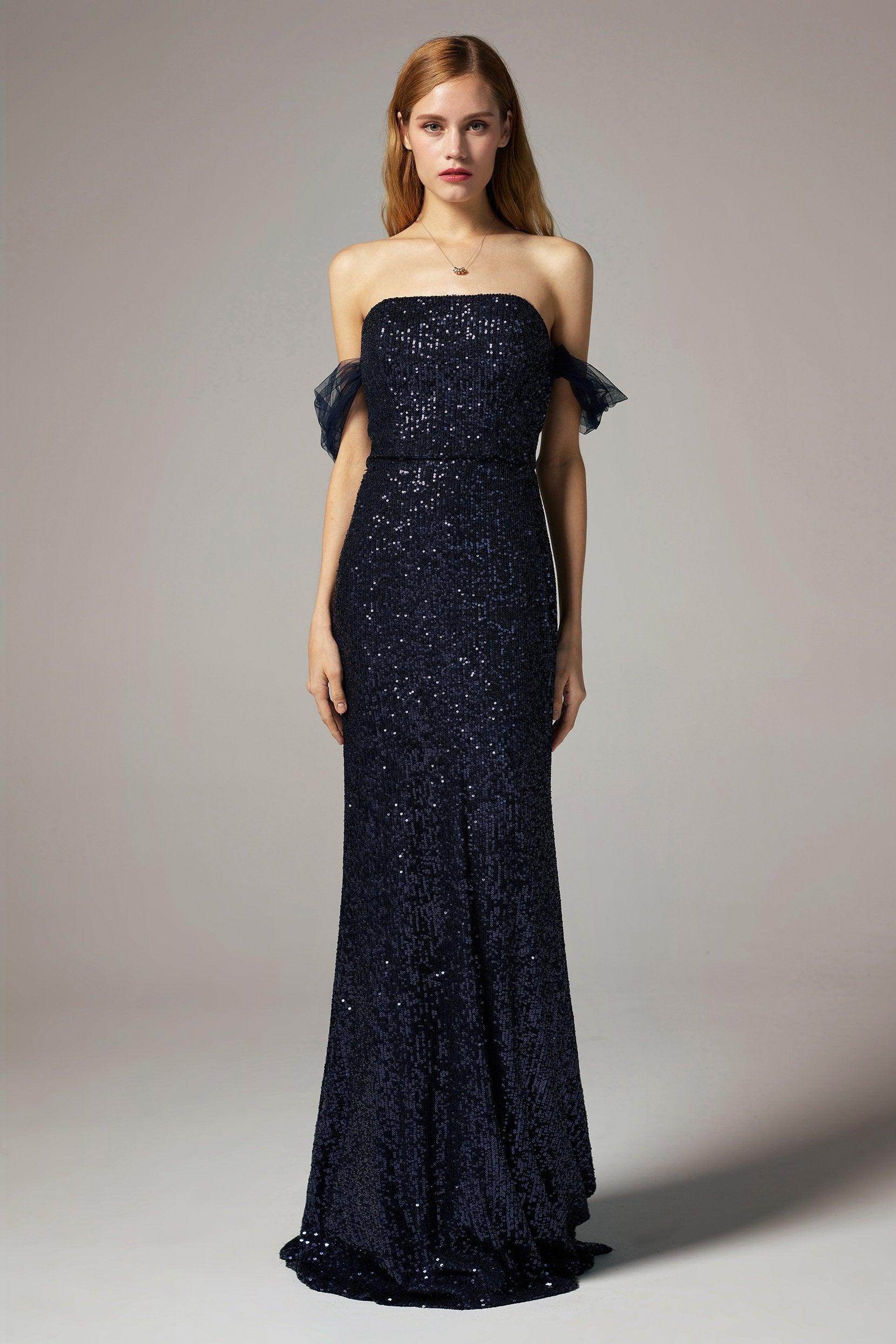 Trumpet-Mermaid Floor Length Sequined Dress CS0299 - COCOMELODY